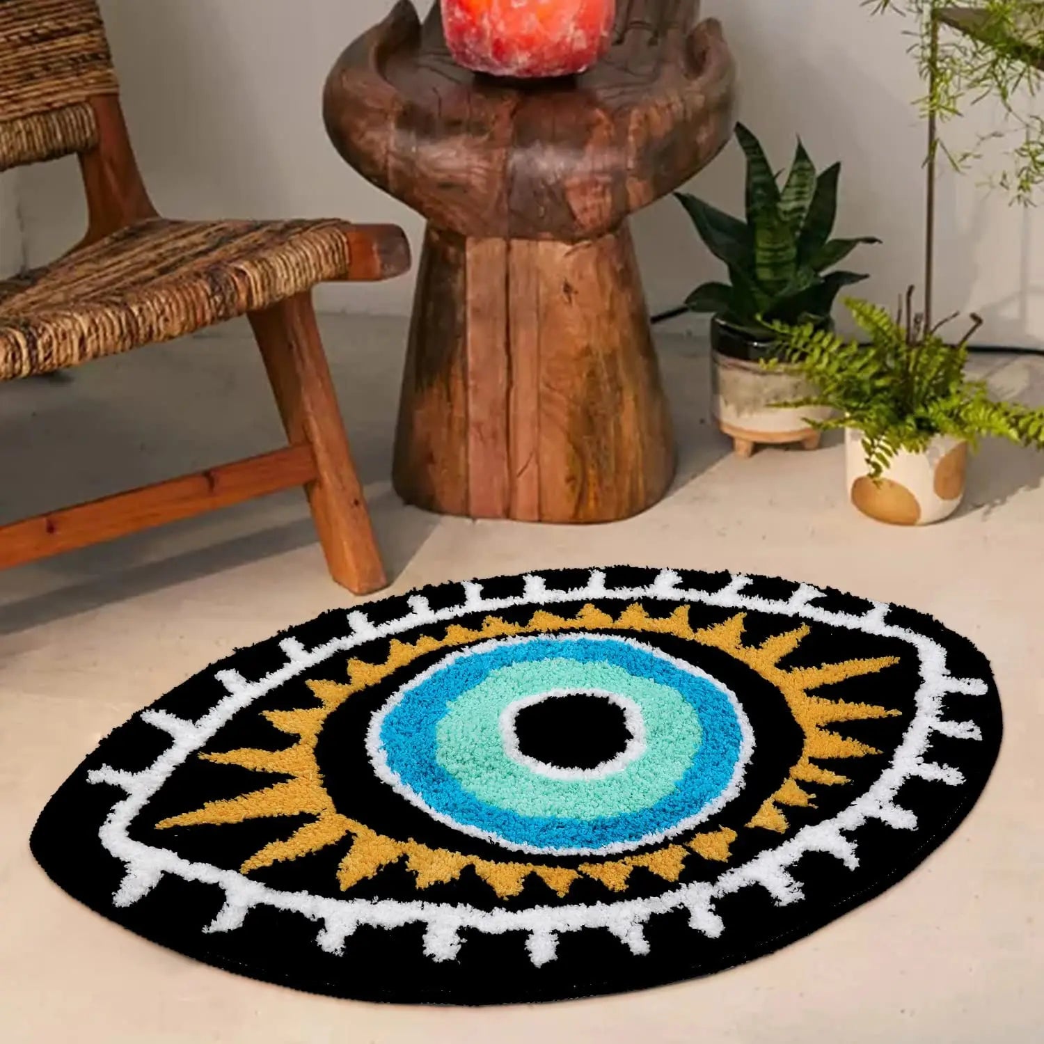 White Evil Eye Rug - Velacci Store