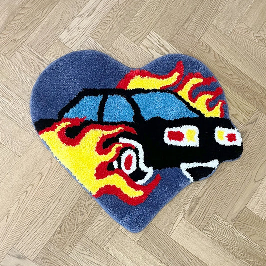 Heart Flame Car Rug - Velacci Store