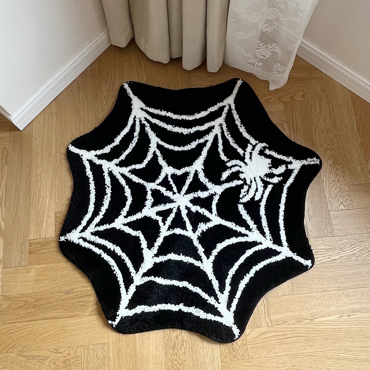 Black Spider Web Rug - Velacci Store