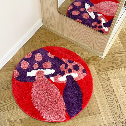 Red Psychedelic Mushrooms Rug - Velacci Store