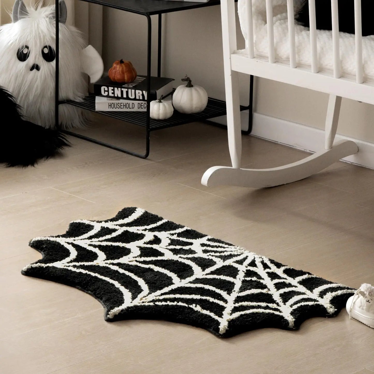 Black Spider Web Rug - Velacci Store