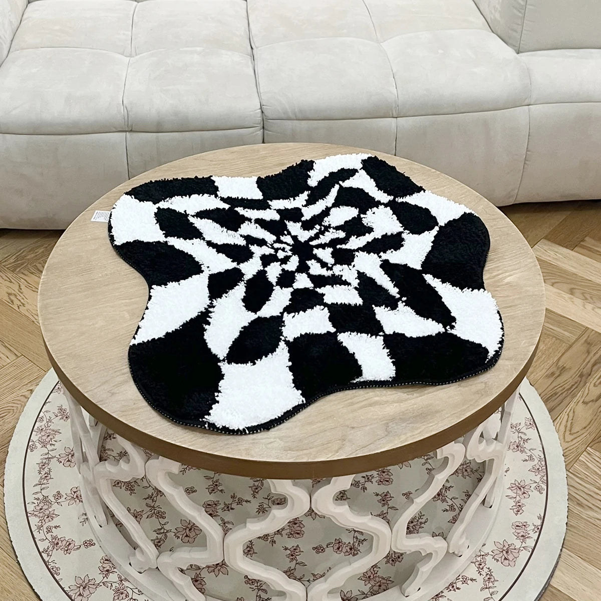 3D Illusion Checkered Cloud Rug - Velacci Store