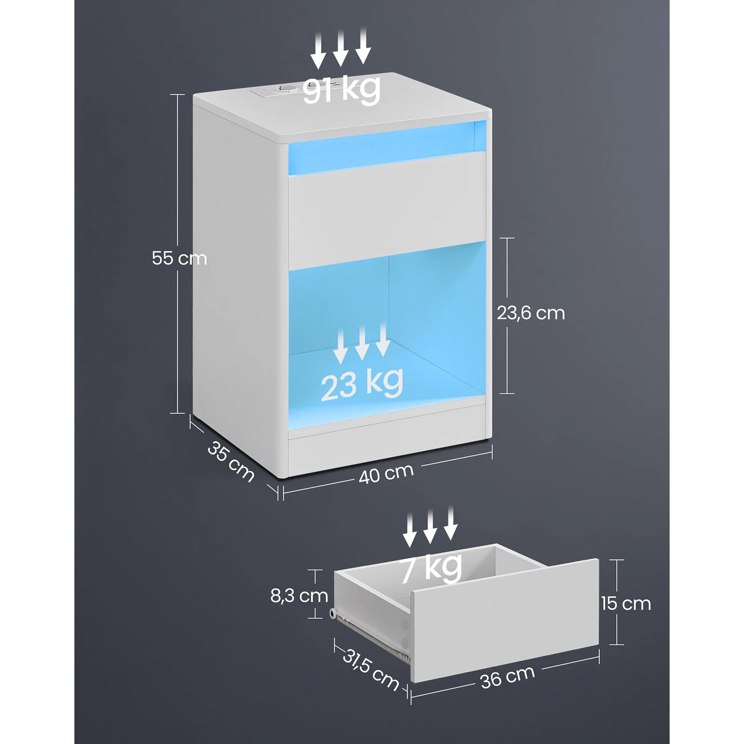 Led bedside table 