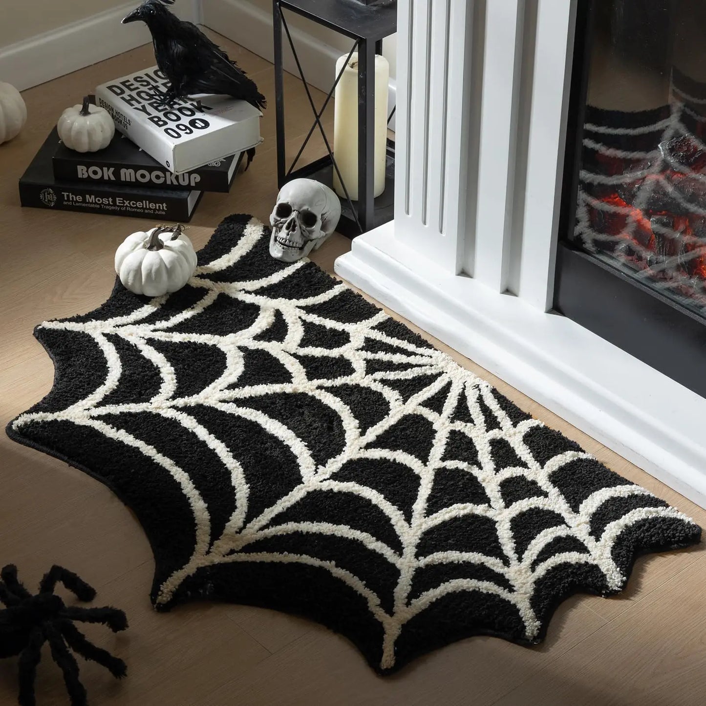 Black Spider Web Rug - Velacci Store