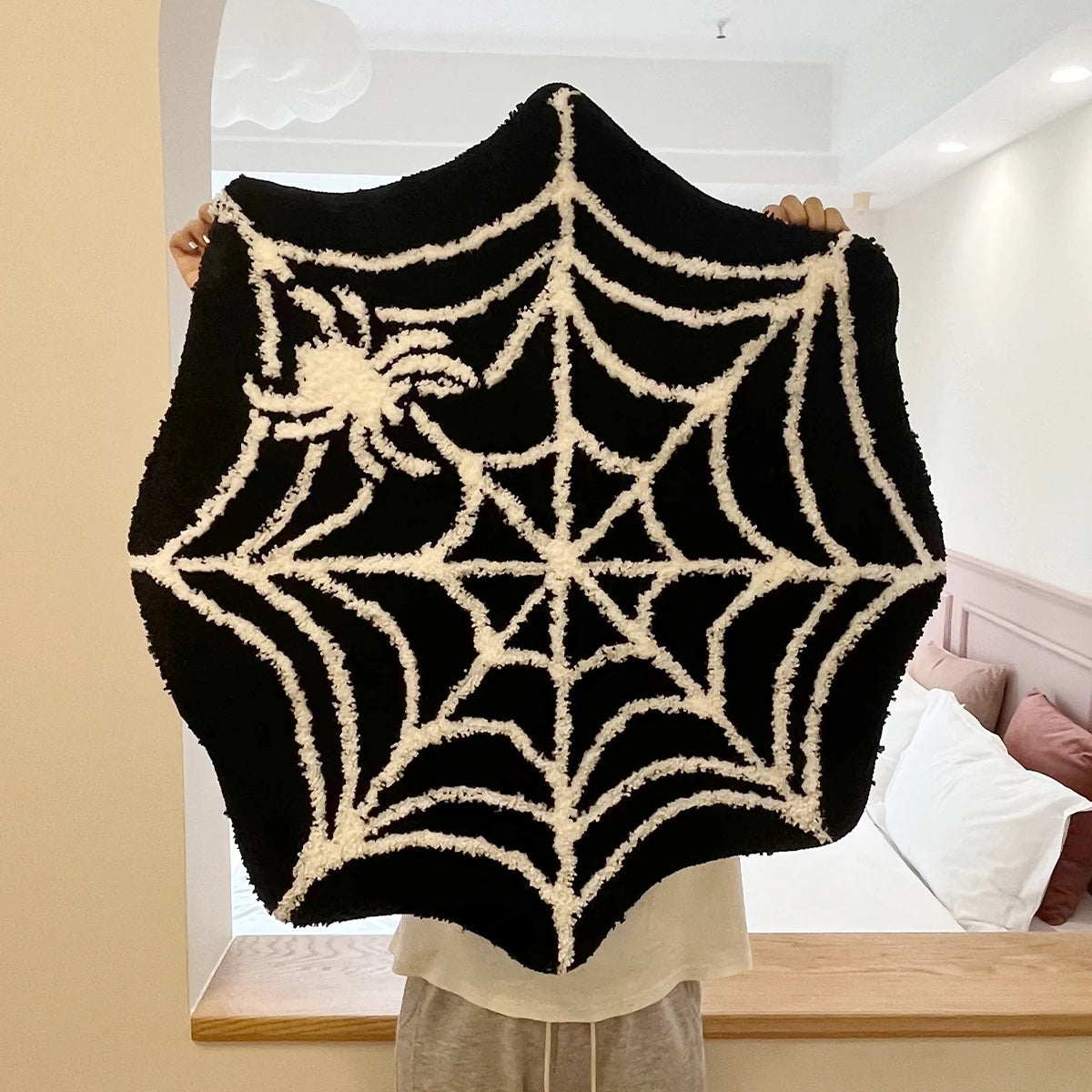 Black Spider Web Rug - Velacci Store