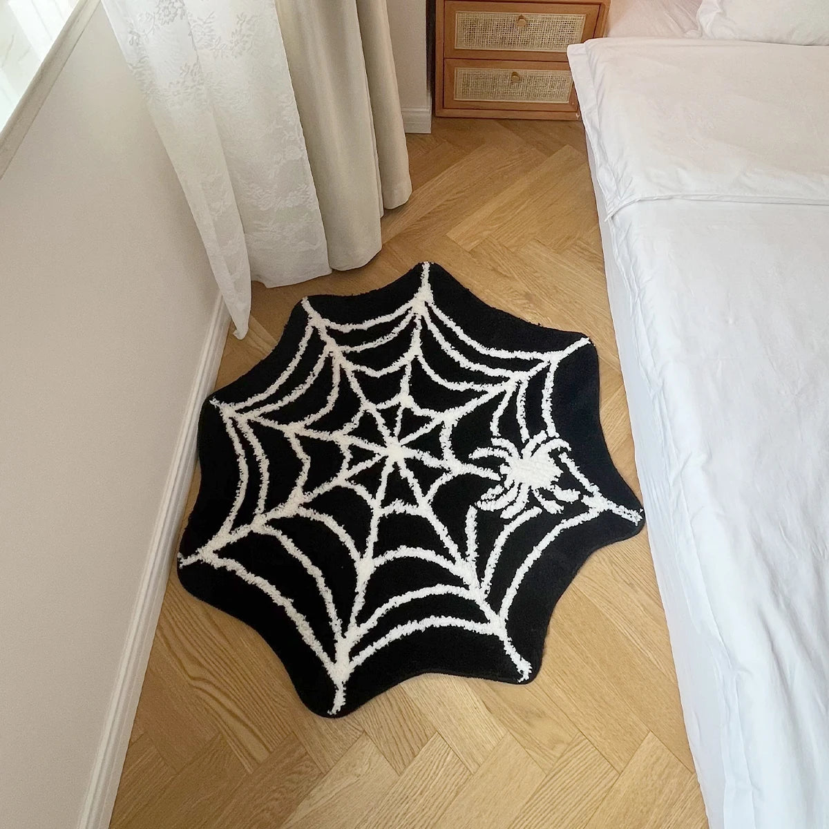 Black Spider Web Rug - Velacci Store