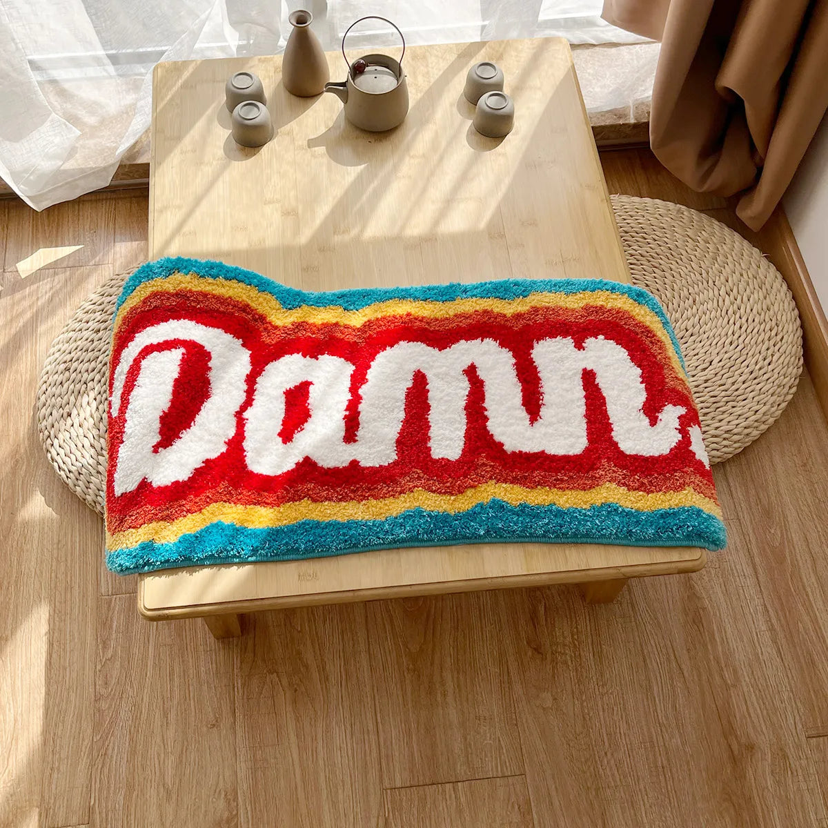 Rainbow Letter DAMN. Rug - Velacci Store