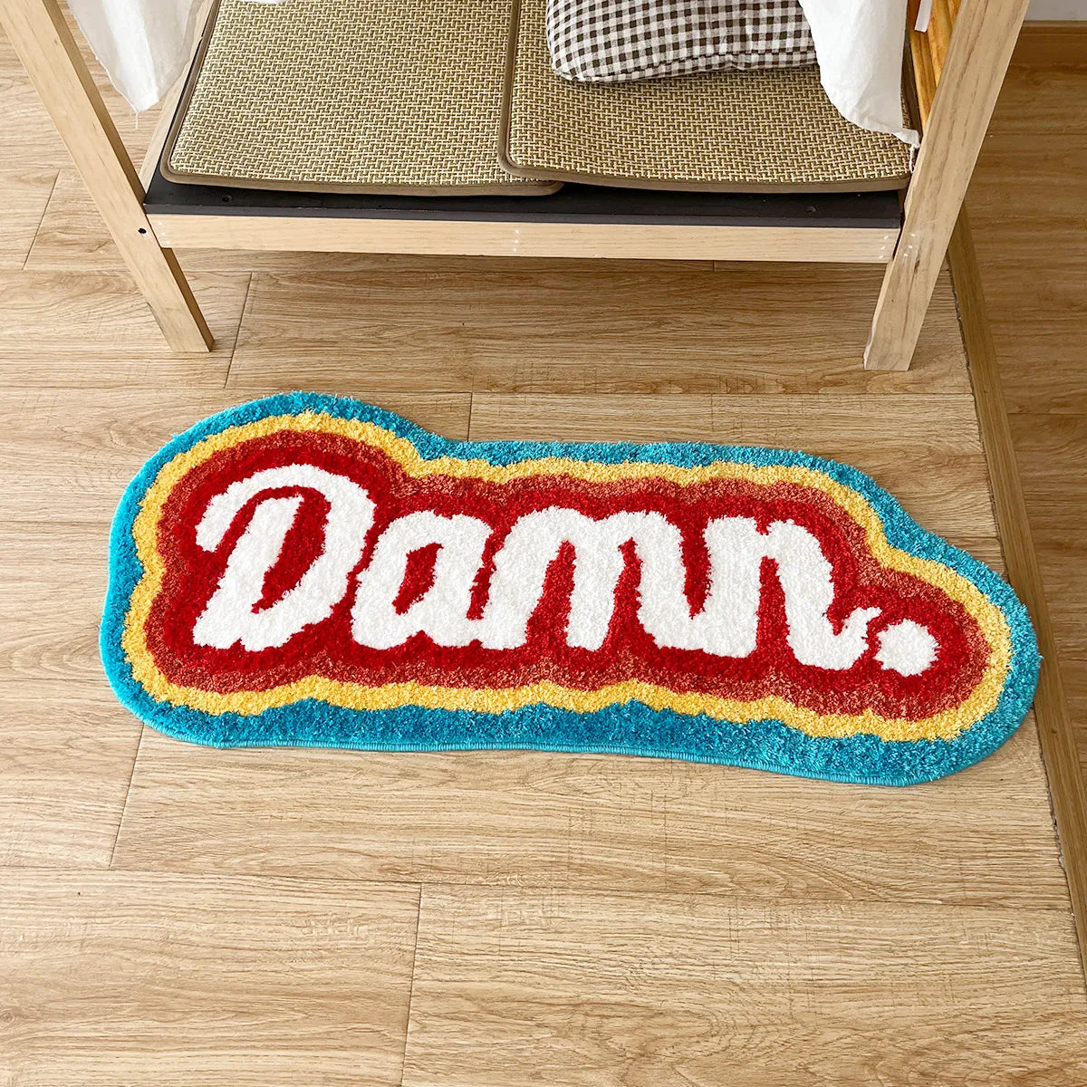 Rainbow Letter DAMN. Rug - Velacci Store