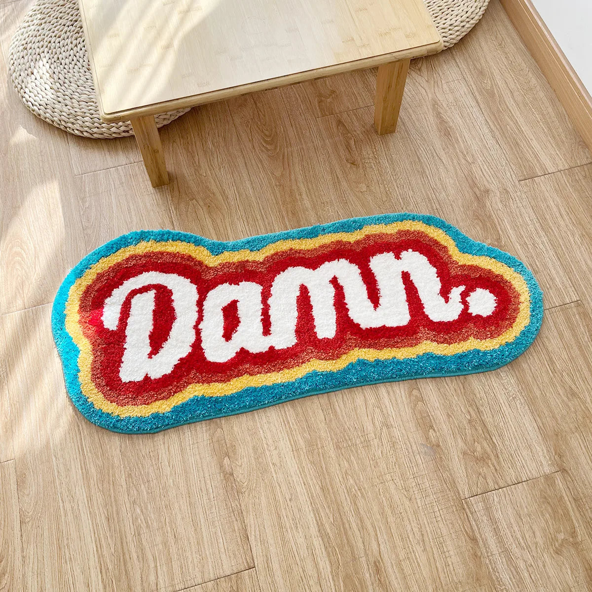 Rainbow Letter DAMN. Rug - Velacci Store