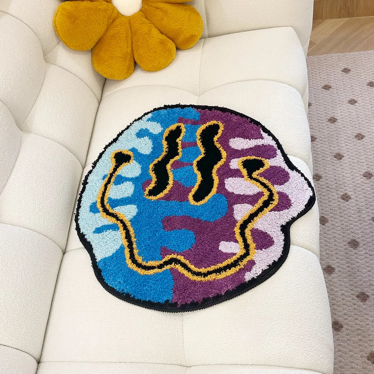 Trippy Smiling Face Rug - Velacci Store