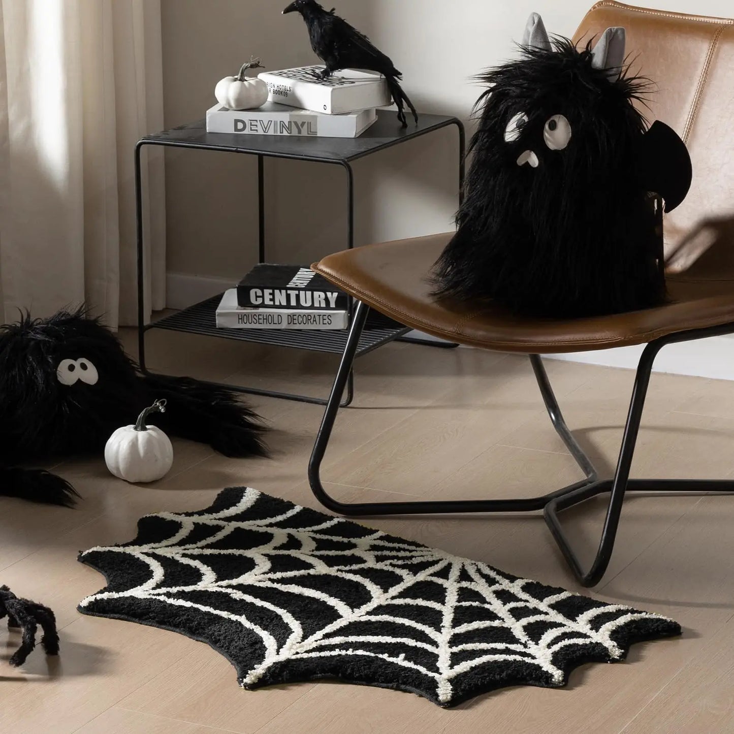 Black Spider Web Rug - Velacci Store