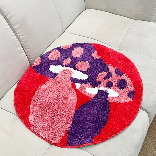 Red Psychedelic Mushrooms Rug - Velacci Store